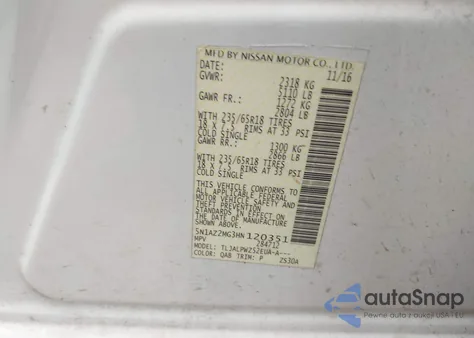 2017 Nissan Murano S from USA, damaged, VIN 5N1AZ2MG3HN120351